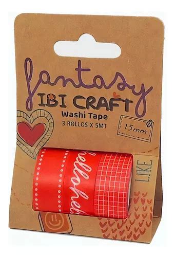 Cinta Adhesiva Washi Tape Ibi Craft Mt X Mm Set Unidades Color Rojo