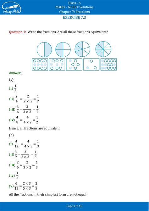 Class Maths Exercise Chapter Fractions Solutions Study Path