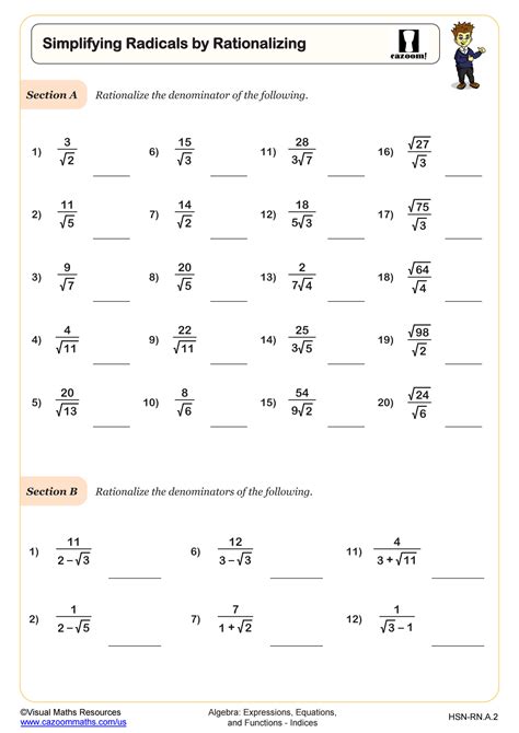 Simplifying Radicals Algebra Ii Color By Number Worksheets Library