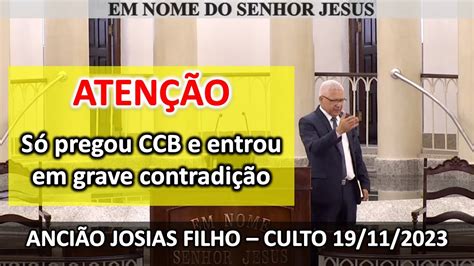 CCB culto 19 11 2023 Ancião só Pregou CCB do começo ao fim Ancião