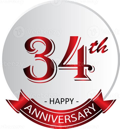 34th anniversary celebration label 13892407 PNG