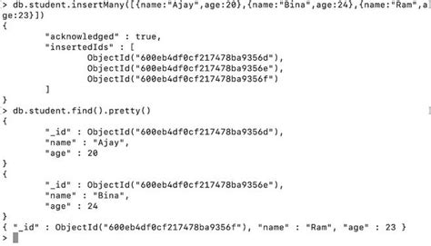 Mongodb Insertmany Method Db Collection Insertmany Geeksforgeeks