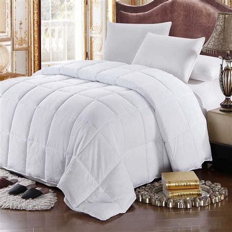 White Goose Feather Down Comforter 100 Cotton All Season Oversized Full Queen