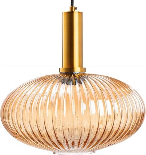 Ledison Szklana Lampa Wisz Ca Karbowana Retro Amber Cm Led Ma