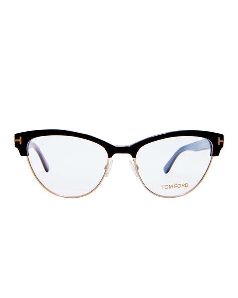 Tom Ford Tf5365 Black Semi Rimless Cat Eye Optical Frames For Men Lyst