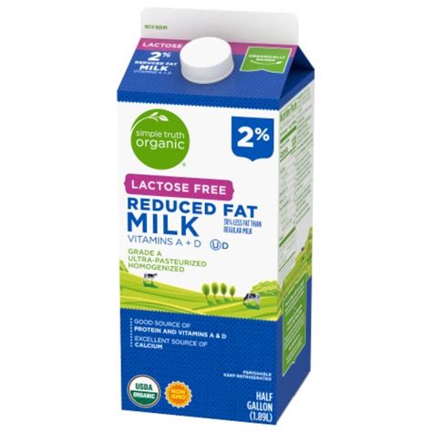 Simple Truth Organic Lactose Free 2 Reduced Fat Milk Half Gallon 1 2