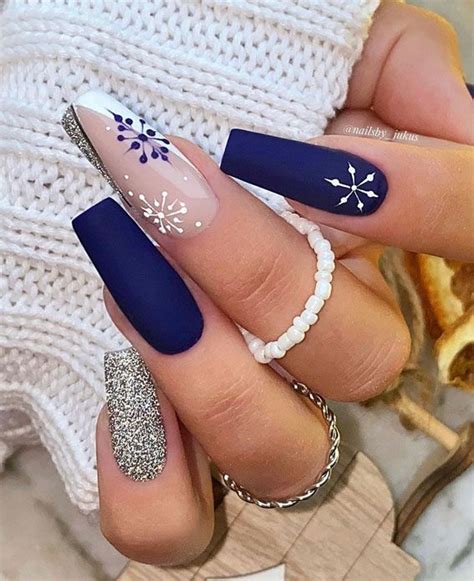 Christmas Holiday Nails For A Festive Look Matte Navy Blue And