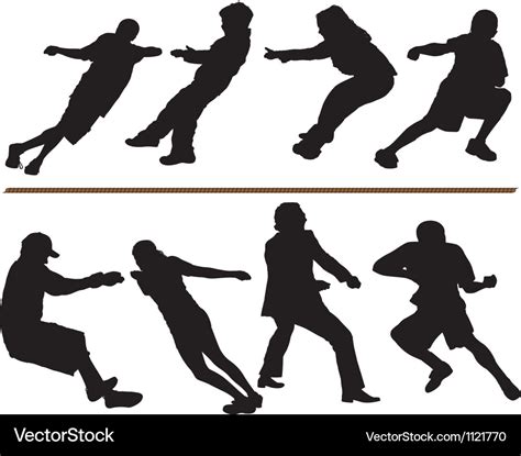 Tug Of War Rope Pulling Silhouettes Royalty Free Vector