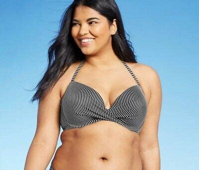 Womens Lightly Lined Twist Front Bikini Top Shade Shore Black