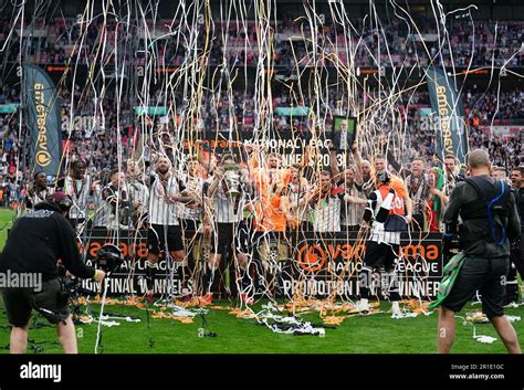 Notts County Players Celebrate Promotion To The Sky Bet League Two With
