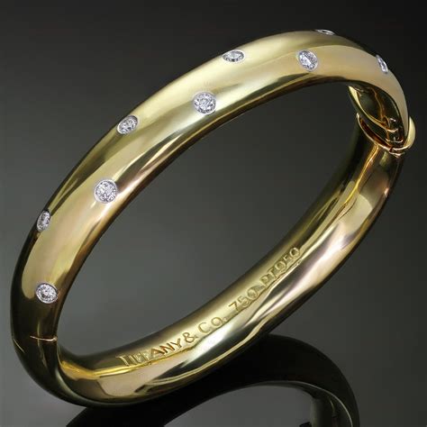 TIFFANY CO Etoile Diamond 18k Yellow Gold Platinum Bangle