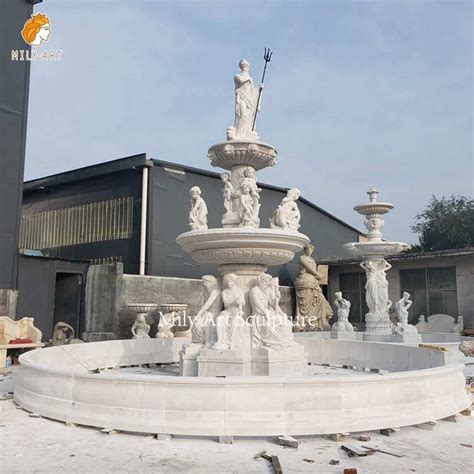 European Style Large Marble Water Fountain With Poseidon Statue Mlms