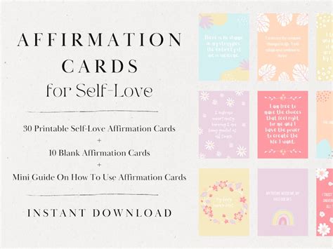 Printable Self Love Affirmation Cards Printable Affirmations Etsy