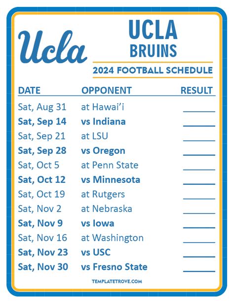 Printable 2024 UCLA Bruins Football Schedule