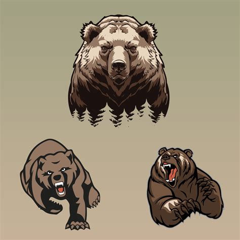 3 grizzly bear free vector art 23229241 Vector Art at Vecteezy