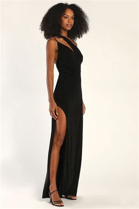 Black Maxi Dress One Shoulder Dress Backless Dress Lulus