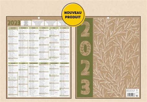 Bouchut Natura Calendrier Bancaire Vertical Mois X Cm