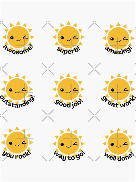 Teacher Sticker Pack Cute Sun Student Motivational Reward Stickers