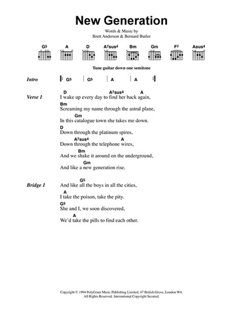 Suede New Generation Sheet Music And Chords Download 2 Page Printable