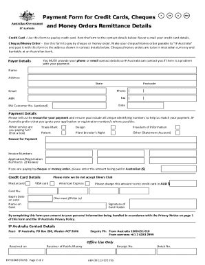 Fillable Online Payment Form For Credit Cards Cheques And Money Orders