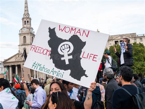 Mahsa Amini Protest At Trafalgar Square London Uk Editorial Stock