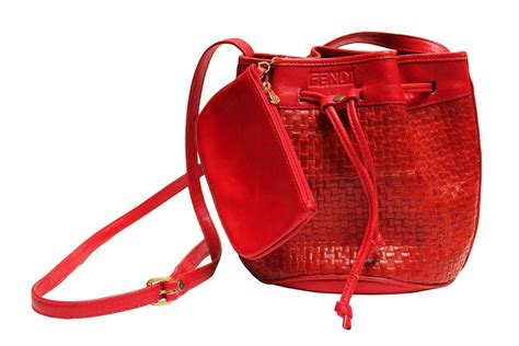 1970s Fendi Red Woven Leather Bucket Bag At 1stdibs