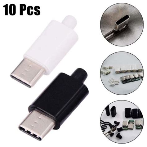 Heavy Duty And Long Lasting 10pcs USB C Male Connector With Black White