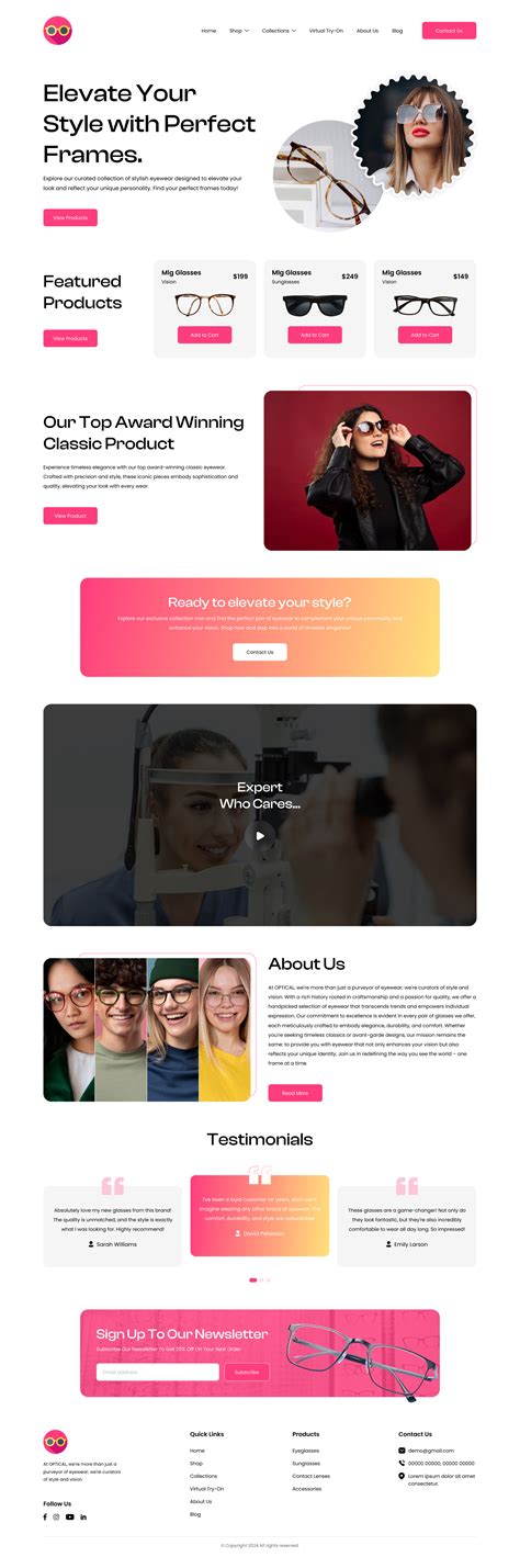 Eyewear😎 Landing Page Ui Design By Indylogix Solutions On Dribbble