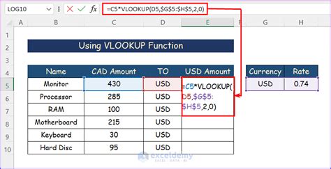 How To Convert Cad To Usd In Excel 4 Easy Ways Exceldemy