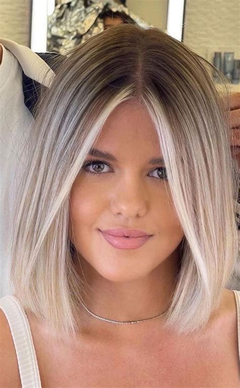 50 Trendy Hair Colour For Every Women Subtle Peach Blonde Lob Haircut