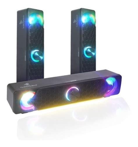 Caixa Som Soundbar Gamer Bluetooth Computador Pc Led Rgb 20w