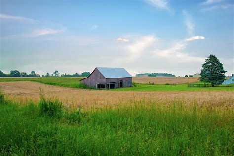 Farm Field With Old Weathered Barn In The Background Miami Count