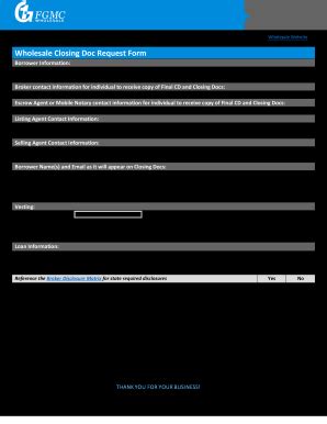 Fillable Online Wholesale Closing Doc Request Form Fax Email Print