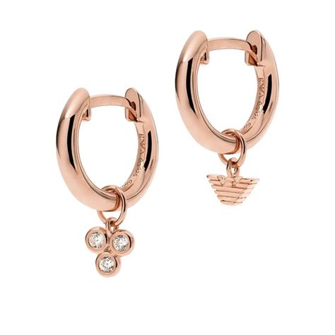 Emporio Armani Sterling Silver Hoop Earrings Rose Gold In Ros Gold