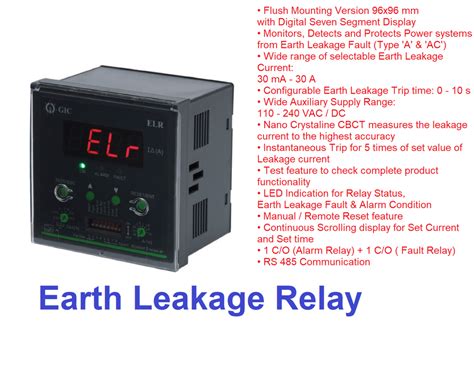 Gic Ma A Earth Leakage Relay Elr Vac Dc At In