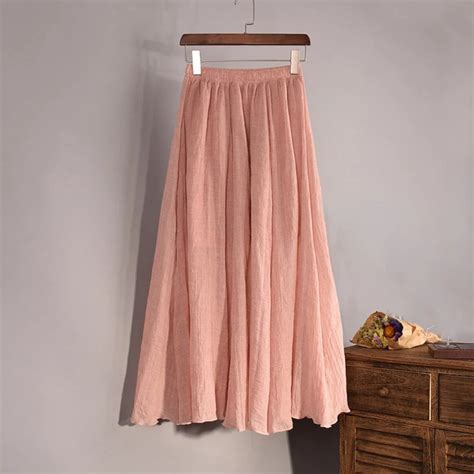 Fashion Brand Women Top Quality Cotton And Linen Long Skirt