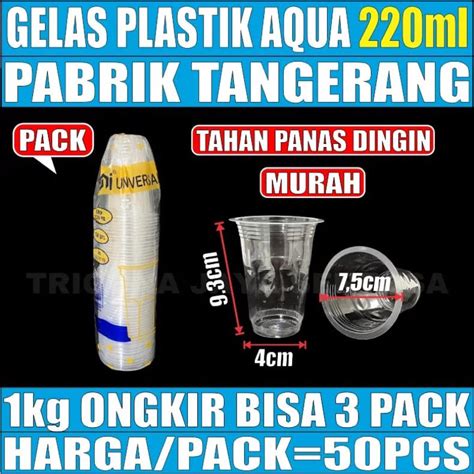 Jual Gelas Plastik Bening Aqua Ml Per Pack Cup Kopi Tahan Panas