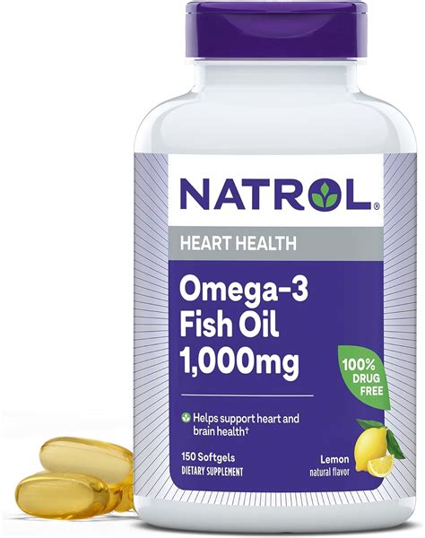 Natrol Omega 3 Fish Oil Natural Lemon Flavor 1000 Mg 150 Softgels