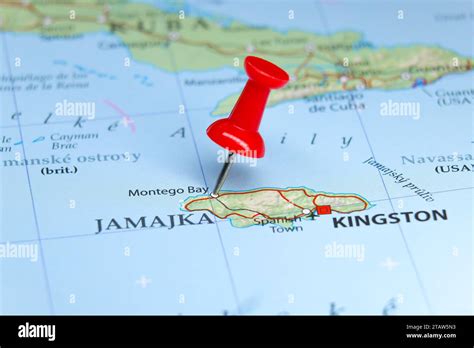 Montego Bay, Jamaica pin on map Stock Photo - Alamy