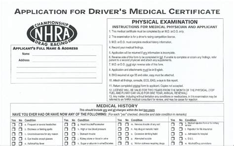 Nhra Application For Drivers Medical Certificate Maniac Mechanic