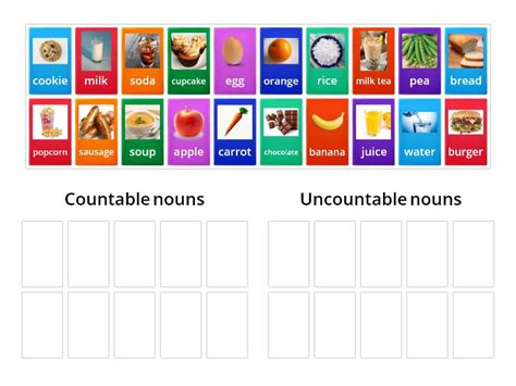 Countable And Uncountable Nouns Ordenar Por Grupo