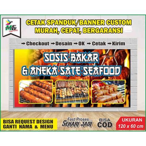 Jual Spanduk Sosis Bakar Banner Aneka Sate Seafood X Shopee