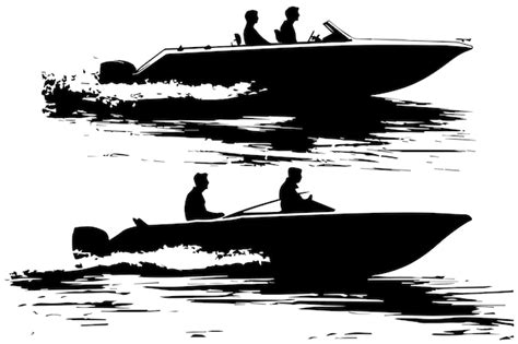 Premium Vector Couple Driving Speed Boat Silhouette Graphic