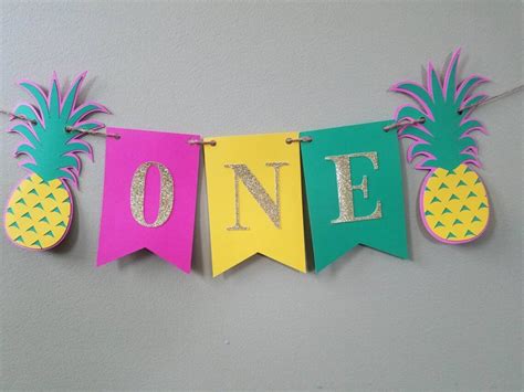 Pineapple Bannerpineapple 1st Birthday Bannerpineapple Cake Etsy