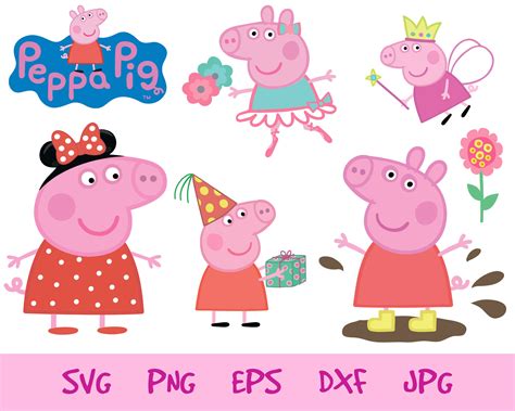 Peppa Pig Vectors Files Downloadable Birthday Svg Ts Svg Etsy