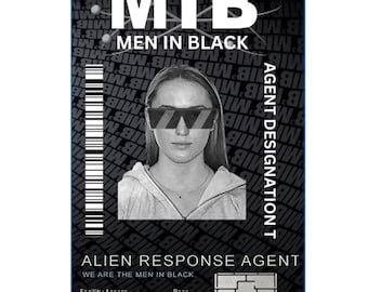 MIB Agent M Men In Black ID Badge Card Halloween Cosplay Etsy