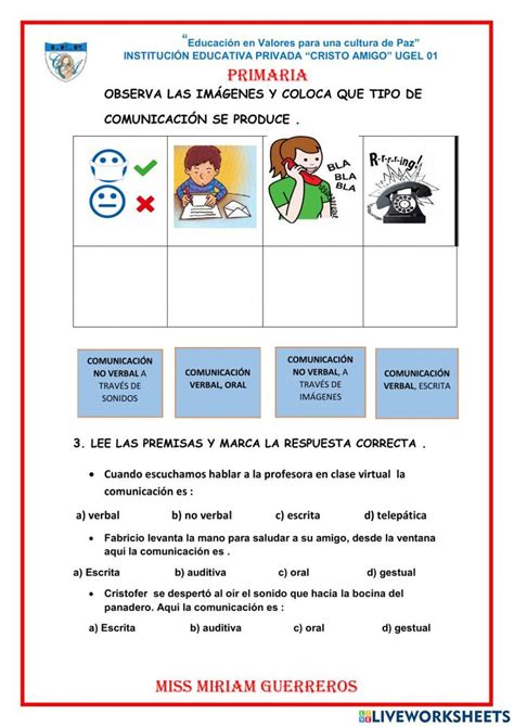 Ejercicio interactivo de Clases de comunicación Actividades de