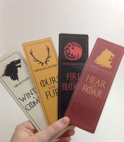 Game Of Thrones House Bookmarks Game Of Thrones Ts Diy Bookmarks