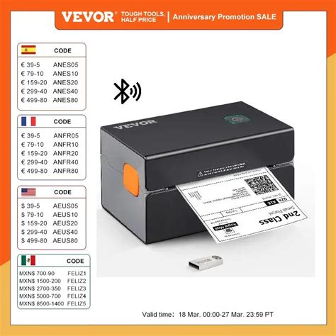 VEVOR Impresora T Rmica De Etiquetas Con Bluetooth Dispositivo De