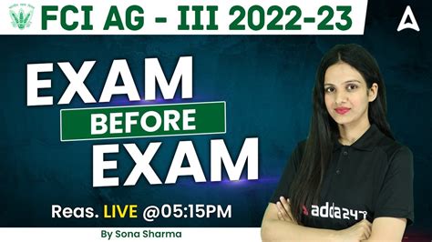 FCI AG 3 2022 23 FCI AG 3 Reasoning Exam Before Exam By Sona Sharma